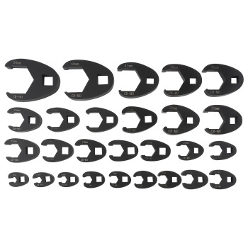 32 Piece Crow Foot Socket Set 10-50mm Chrome Vanadium with Adapters Tools