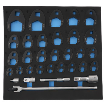 32 Piece Crow Foot Socket Set 10-50mm Chrome Vanadium with Adapters Tools