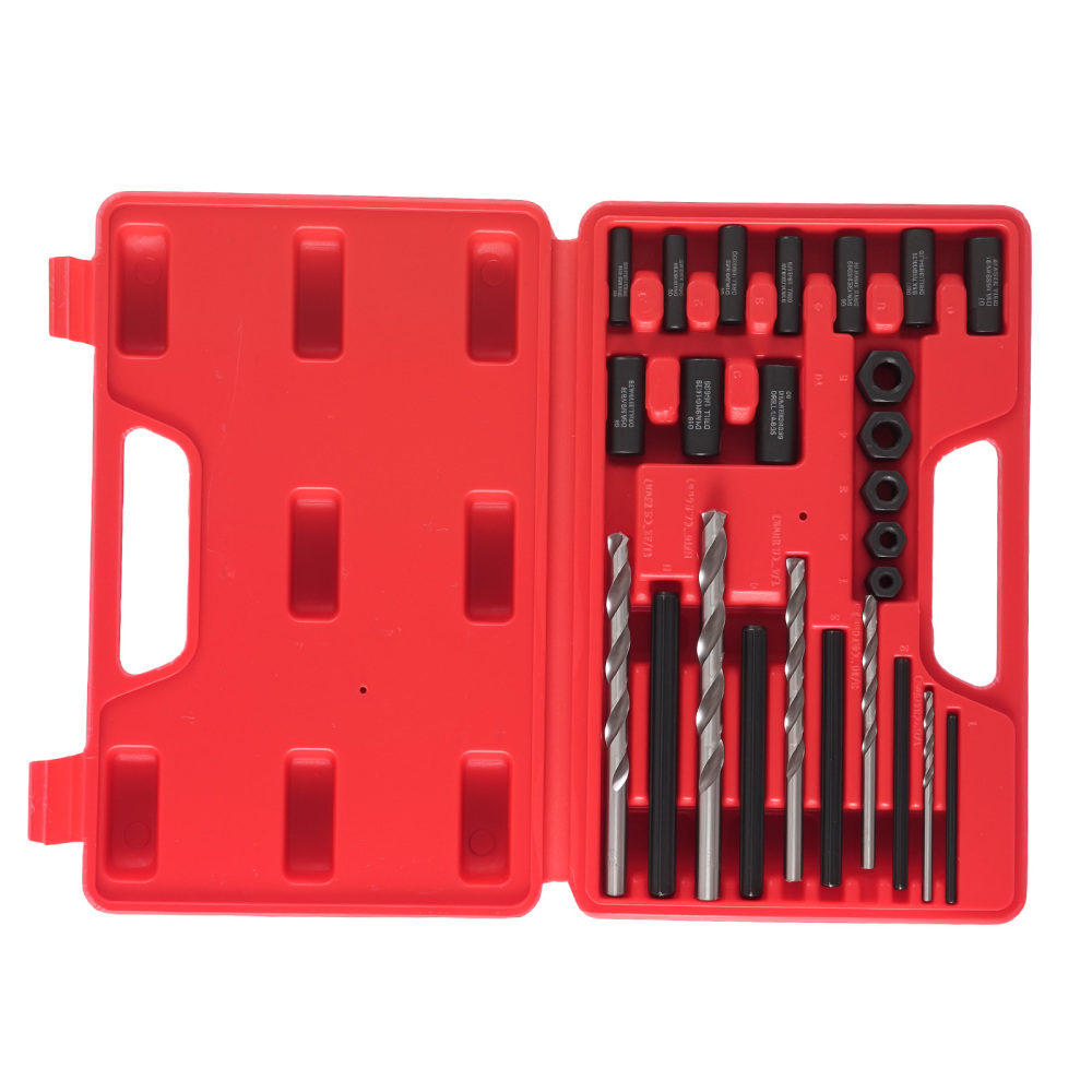 25 Pcs Broken Screw Extractor Set Stripped Bolt Remover 5mm-16mm HSS Drill