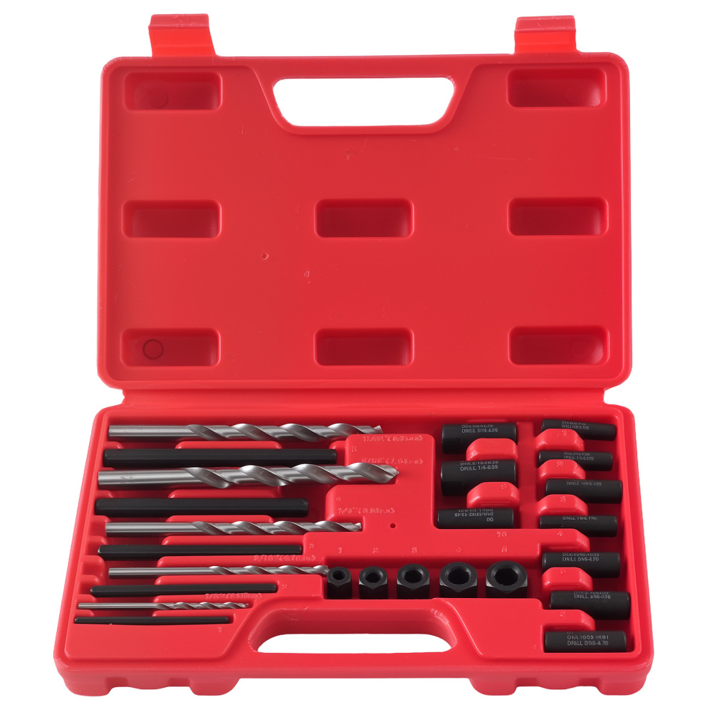25 Pcs Broken Screw Extractor Set Stripped Bolt Remover 5mm-16mm HSS Drill
