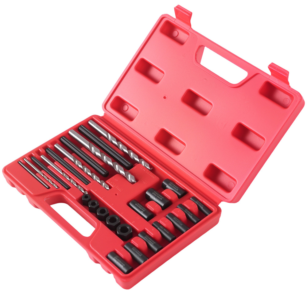 25 Pcs Broken Screw Extractor Set Stripped Bolt Remover 5mm-16mm HSS Drill
