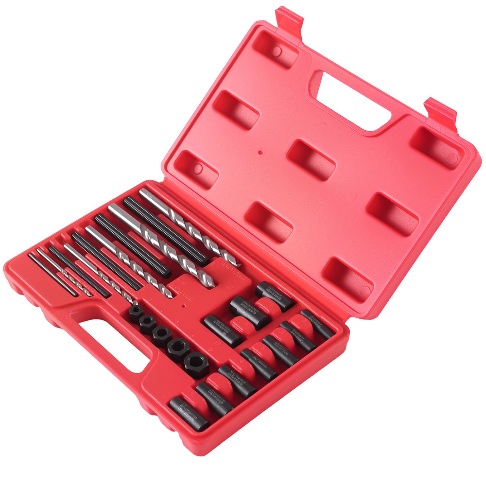 25 Pcs Broken Screw Extractor Set Stripped Bolt Remover 5mm-16mm HSS Drill