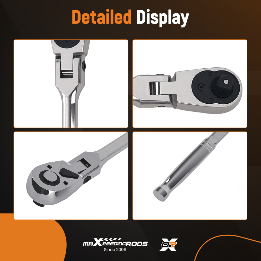 Auto Repair Ratchet Set 1/4 3/8 1/2 Drive Extension Bar 72T Flex Head Tool