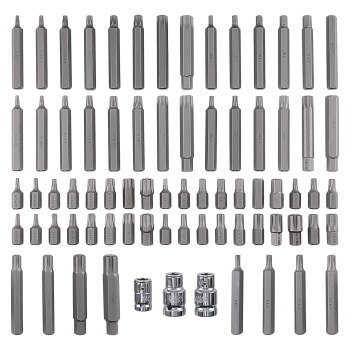 3/8 1/2 Dr Socket Bit Set 75 Pieces Hex Star Ribe Spline CRV Tool