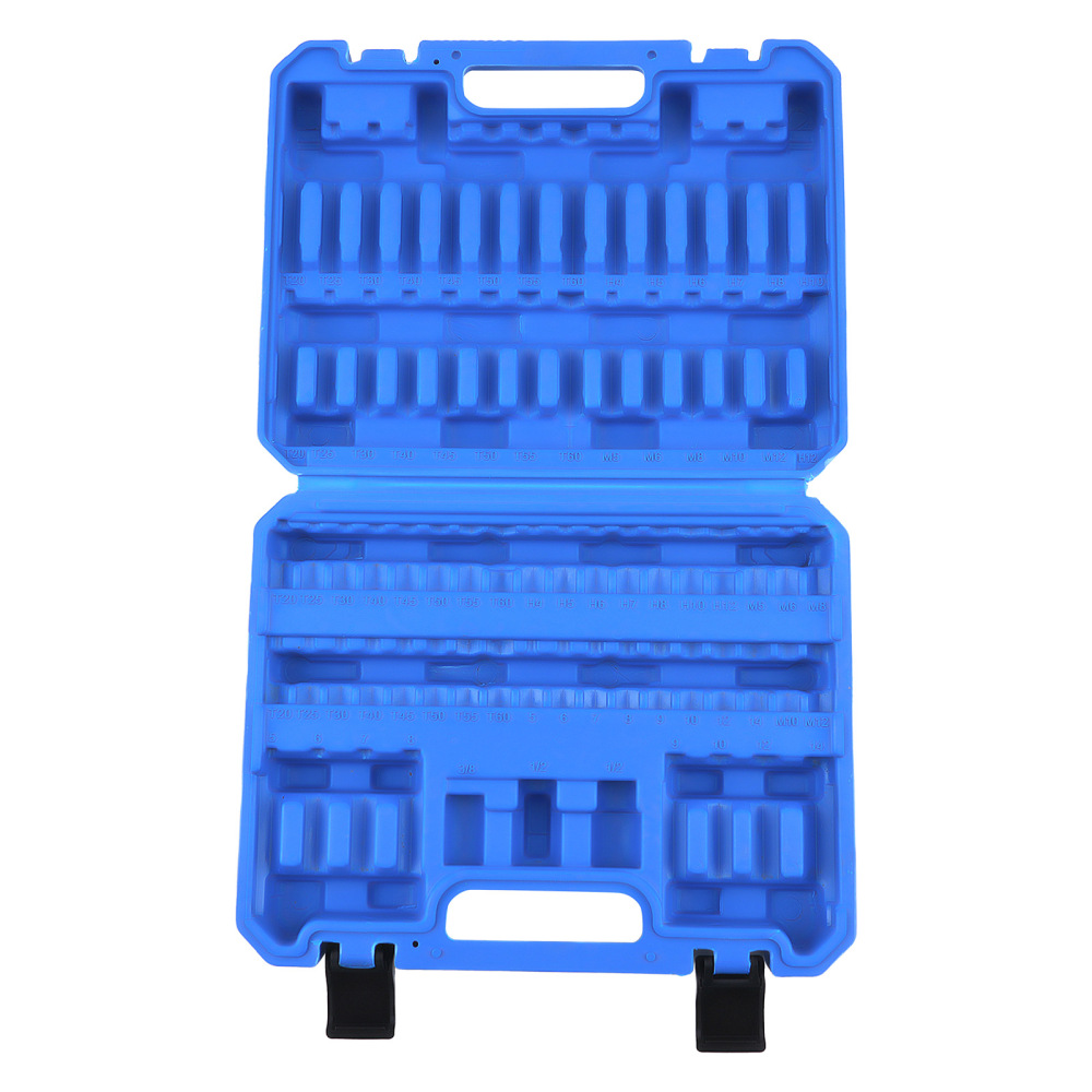 3/8 1/2 Dr Socket Bit Set 75 Pieces Hex Star Ribe Spline CRV Tool