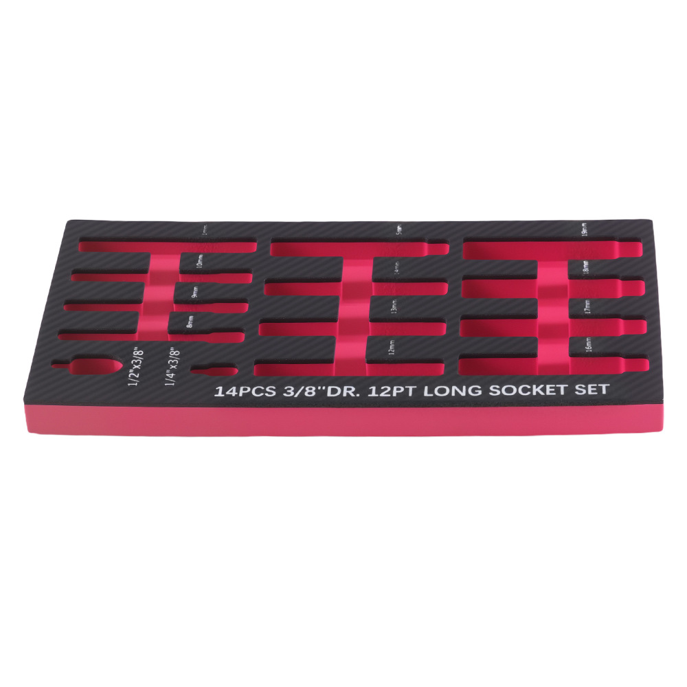 14pc Extra Deep Metric Socket Set 3/8 Drive 120mm Chrome Vanadium 8-19mm