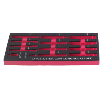 14pc Extra Deep Metric Socket Set 3/8 Drive 120mm Chrome Vanadium 8-19mm