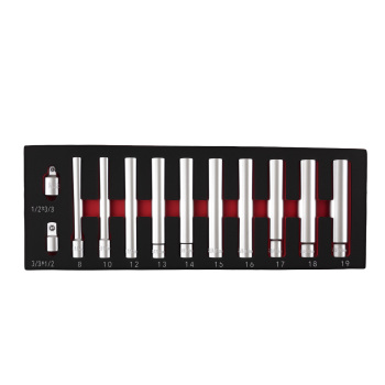 12 Point Deep Metric Socket 8-19mm 1/2 3/8 Drive 120mm Long 10 Piece Set