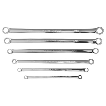 6 Piece Box End Wrench Set Extra Long Metric 8-19mm 12 Point Heavy Duty