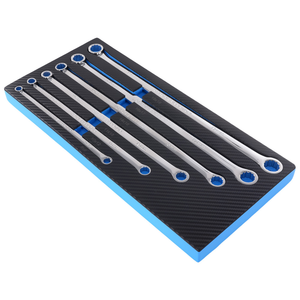 6 Piece Box End Wrench Set Extra Long Metric 8-19mm 12 Point Heavy Duty