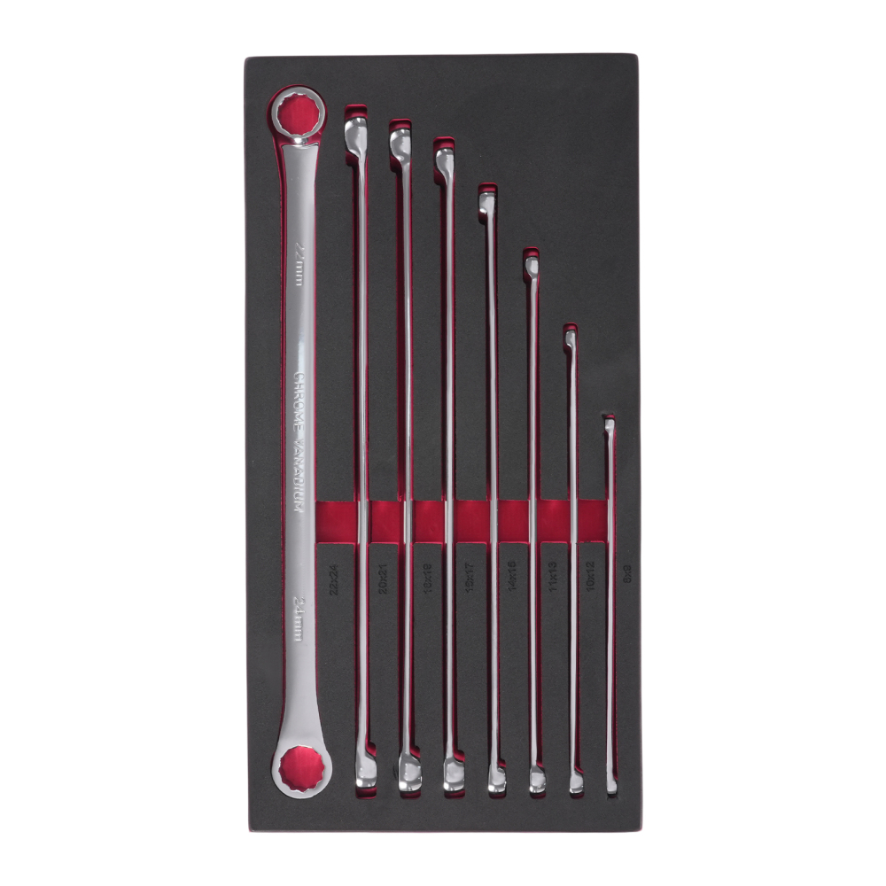 12 Point Aviation Box End Wrench Set 8 Piece Metric Extra Long 8-24mm Double