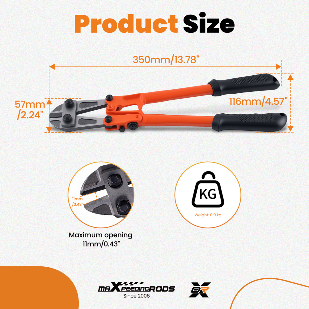 14 inch Heavy Duty Bolt Cutter with CR-V Steel Jaws Chain Wire Lock Cutting Tool