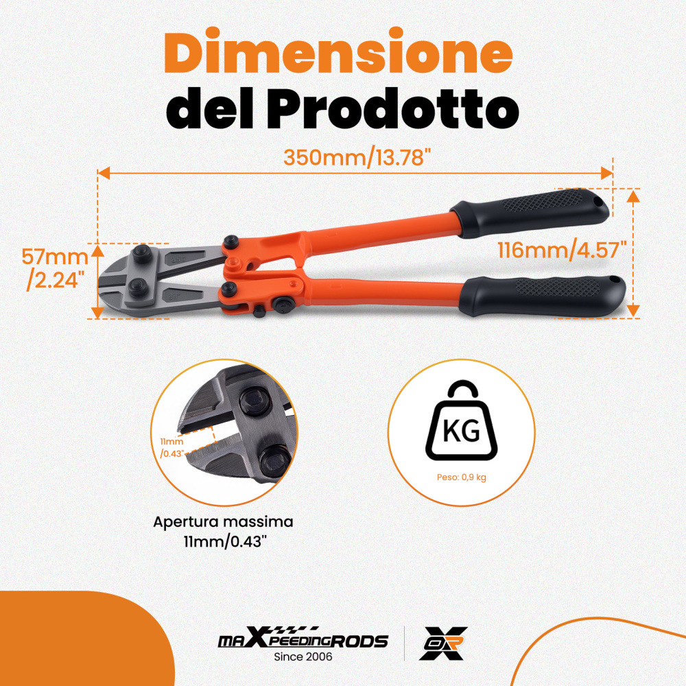 Tronchese 14 350mm Acciaio CR-V for Taglio Bulloni Barre Rivetti Catene