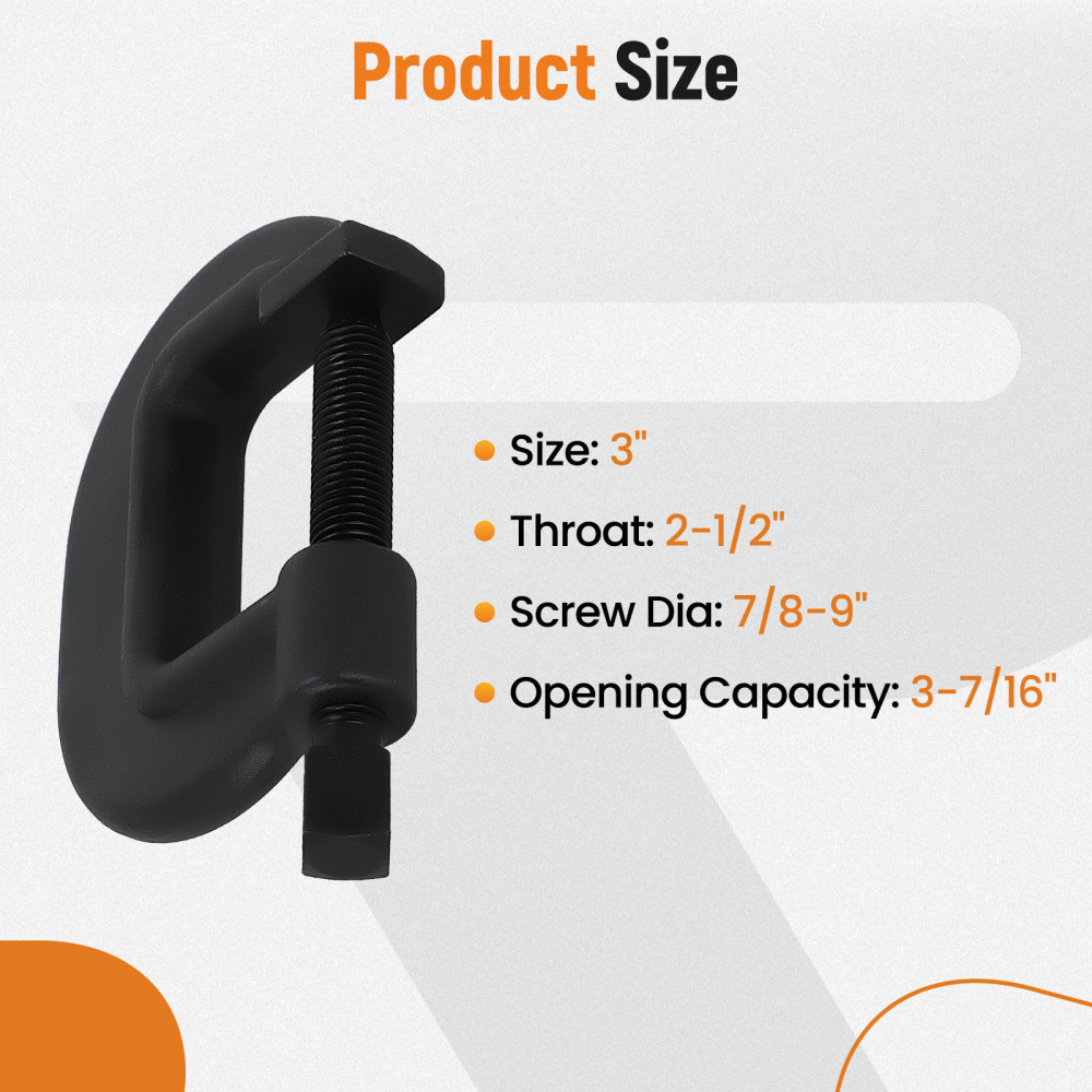 3‘’ Brute Force MachininC-Clamp 3-7/16 Opening Capacity for Heavy Construction