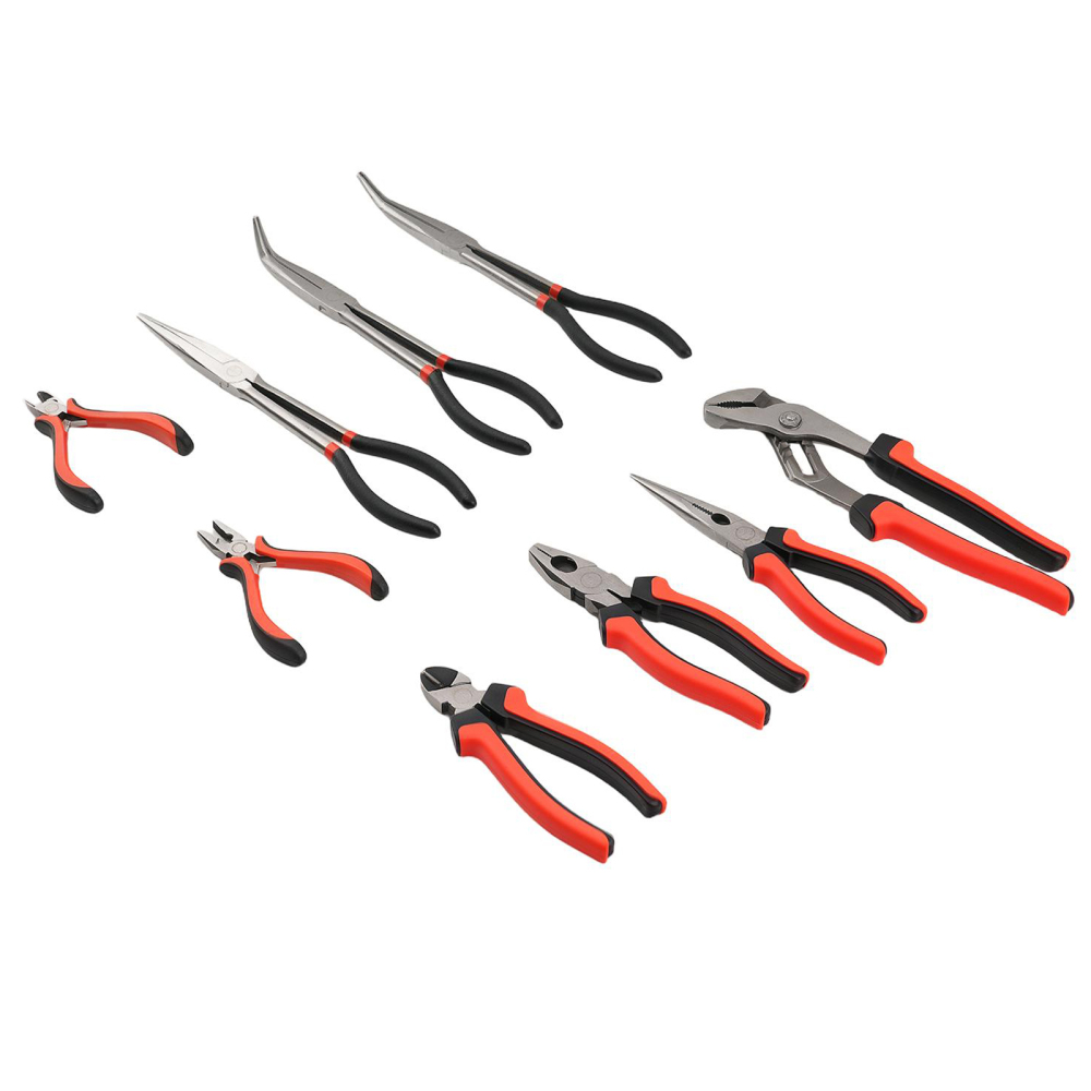 10 Piece Pliers Set with Foam Tray Diagonal Cutters Long Nose Water Pump Pliers