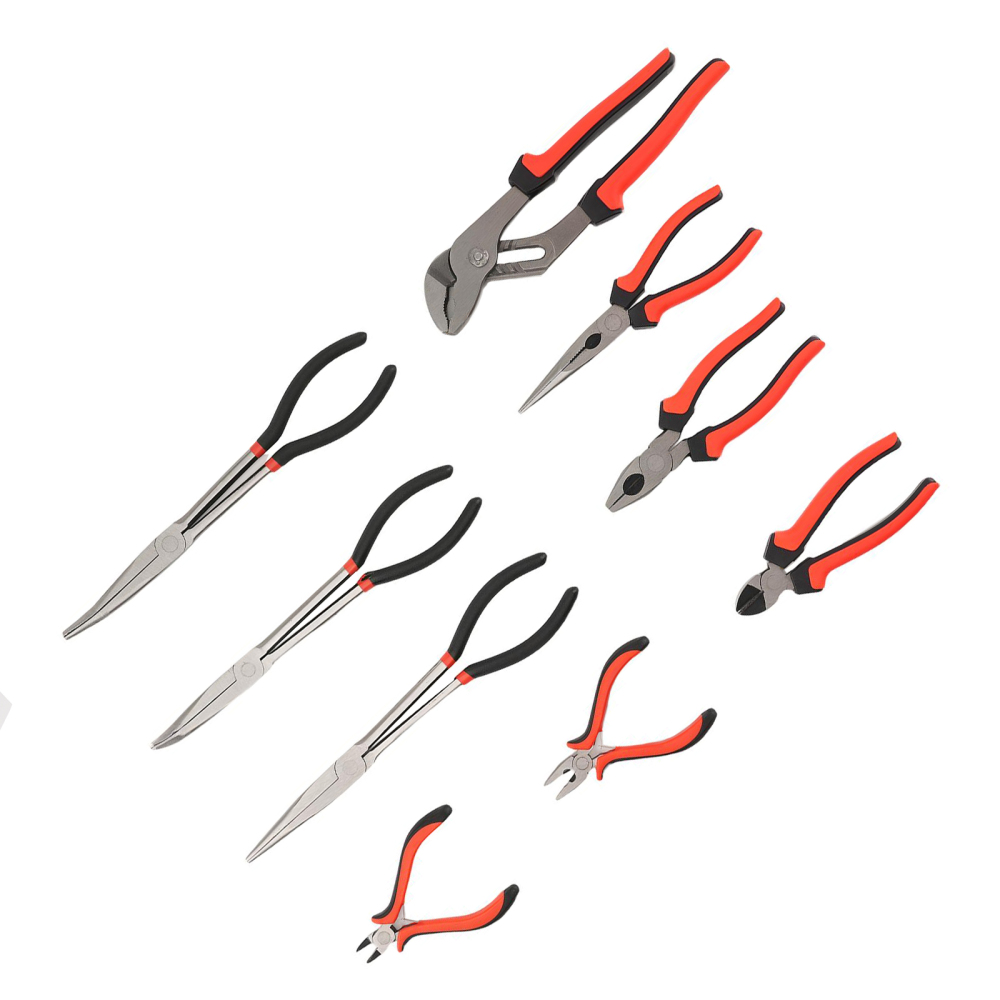 10 Piece Pliers Set with Foam Tray Diagonal Cutters Long Nose Water Pump Pliers