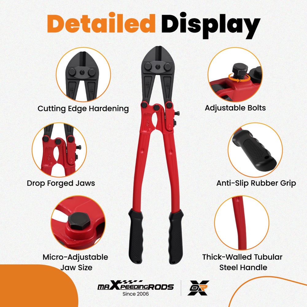 18 Bolt Cutter for Lock Chain Wire Mesh Cutting CrV Steel 450mm Pliers