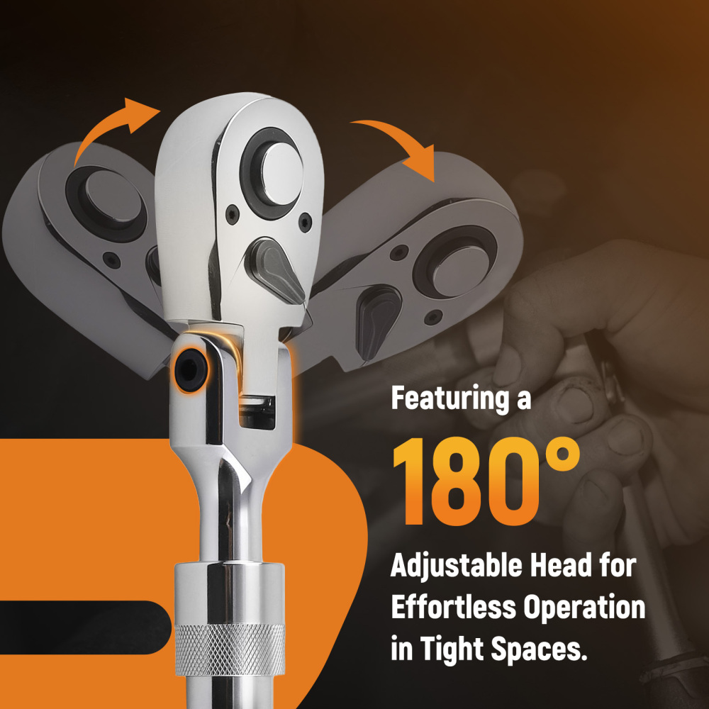 3PCS 72-Tooth Set 1/4 3/8 1/2 Drive Telescoping Ratchet with Chrome Steel