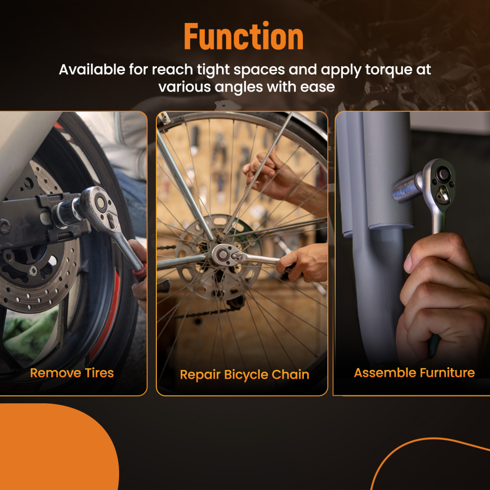 3PCS 72-Tooth Set 1/4 3/8 1/2 Drive Telescoping Ratchet with Chrome Steel