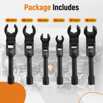 Long Flex Head Crows Foot Line Wrench Set3/8 Drive Injector Fuel Line