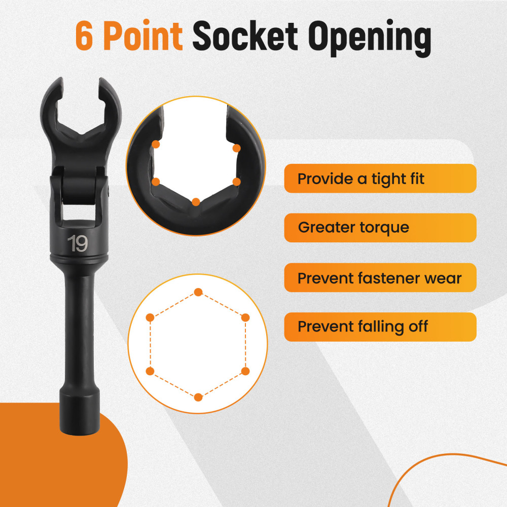 Long Flex Head Crows Foot Line Wrench Set3/8 Drive Injector Fuel Line