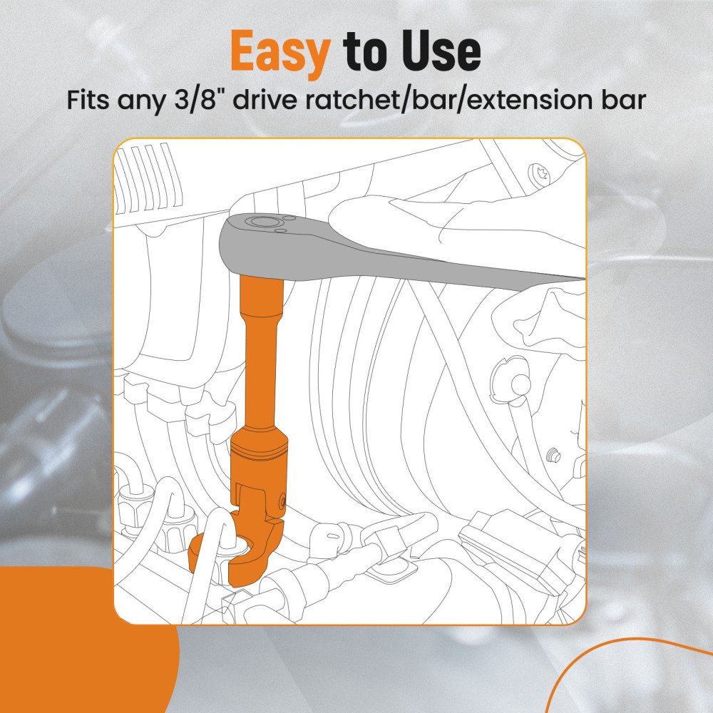 Long Flex Head Crows Foot Line Wrench Set3/8 Drive Injector Fuel Line