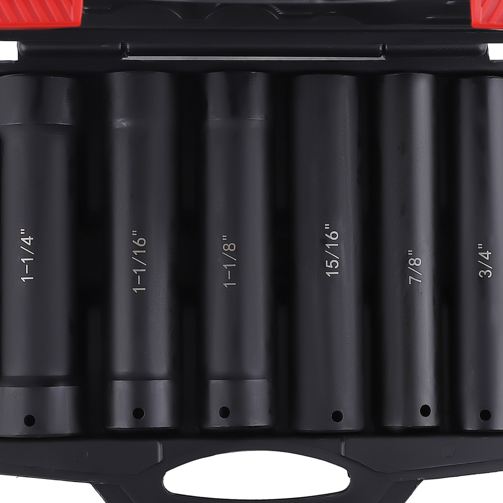 Extended Impact Socket Set 6pc 1/2 Drive Heavy Duty Deep Hex Sizes Alloy steel