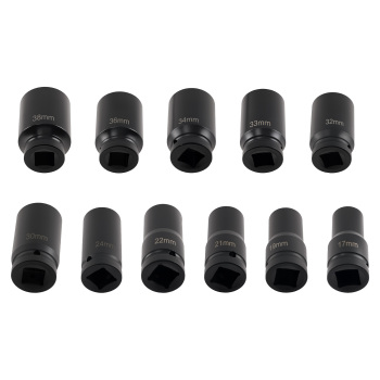 11 Piece 3/4 Drive Impact Socket Set Metric 17-38mm 6 Point CR-V with compatible for Case