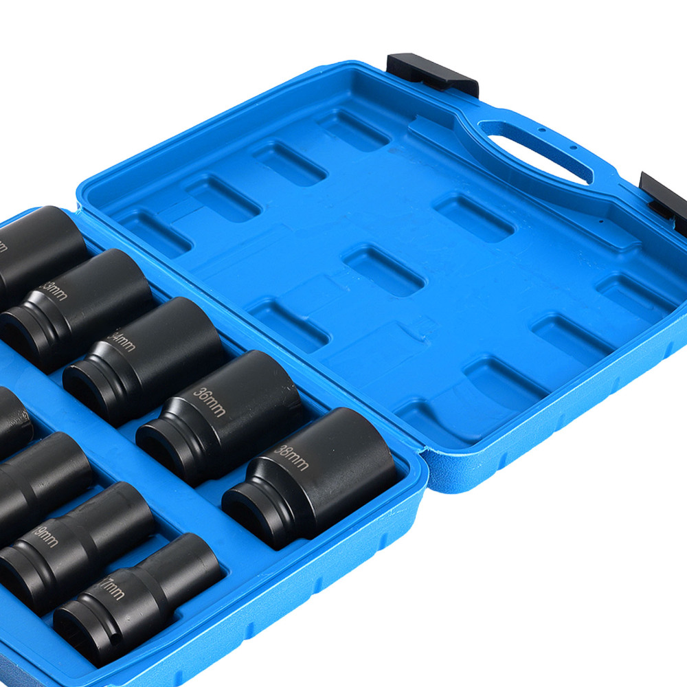 11 Piece 3/4 Drive Impact Socket Set Metric 17-38mm 6 Point CR-V with compatible for Case