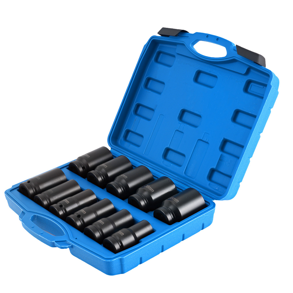 11 Piece 3/4 Drive Impact Socket Set Metric 17-38mm 6 Point CR-V with compatible for Case