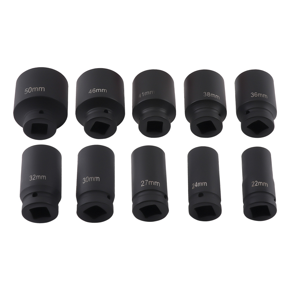 10PC Impact Socket Metric 3/4in Drive 22-50mm 6-Point CR-V Set w/ Iron compatible for Case