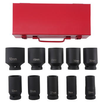10PC Impact Socket Metric 3/4in Drive 22-50mm 6-Point CR-V Set w/ Iron compatible for Case