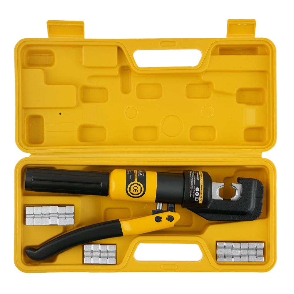 10T Hydraulic Wire Crimper Tool Set with 9 Dies for Electrical Cable Battery