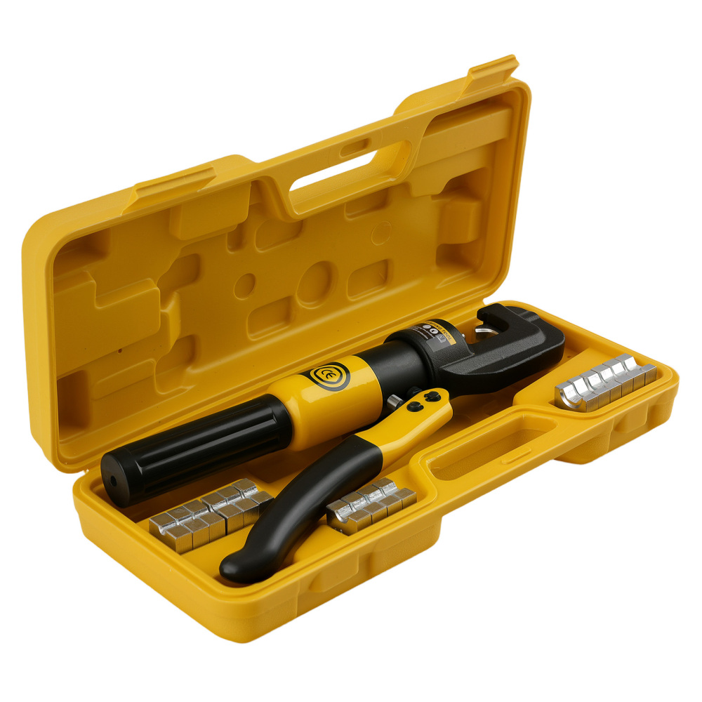 10T Hydraulic Wire Crimper Tool Set with 9 Dies for Electrical Cable Battery