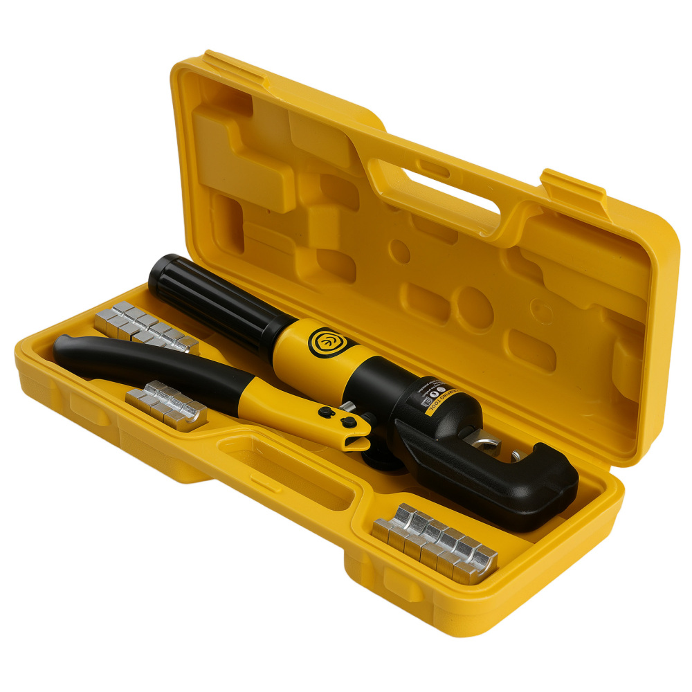 10T Hydraulic Wire Crimper Tool Set with 9 Dies for Electrical Cable Battery