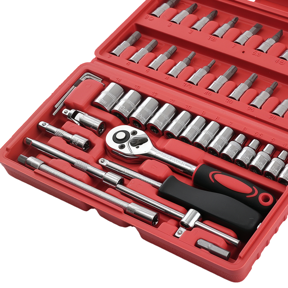 Kit 46 Pezzi Attrezzi Bussole for Auto Garage Cricchetto 1/4 4-14mm