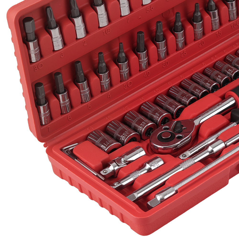 Kit 46 Pezzi Attrezzi Bussole for Auto Garage Cricchetto 1/4 4-14mm