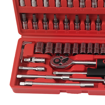 46pcs 1/4 Drive Ratchet Socket Set 4-14mm Hex Phillips Bits Tools