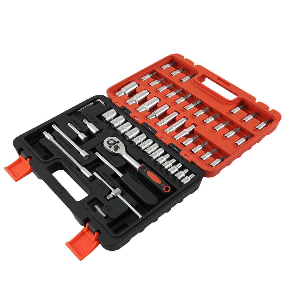 1/4 DR 53PC Socket Set Metric Carbon Steel Ratchet Wrench Tool Kit