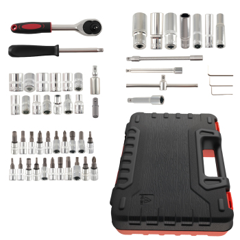 Juego 53 Herramientas 1/4 DR Vasos 4-14mm Puntas Carraca Extensión Estuche