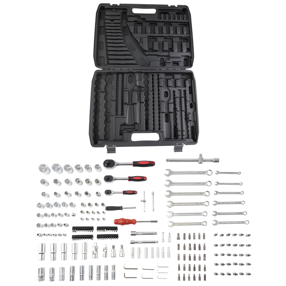216PCS Auto Mechanic Socket Wrench Set 1/4 3/8 1/2 DR Tool Kit w/Compatible for Case