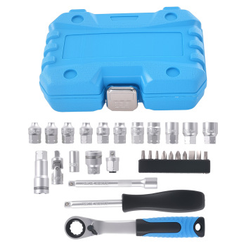 1/4 Drive Go Through Metric Socket Set 29pc CRV Ratchet 4.5-13mm Extension