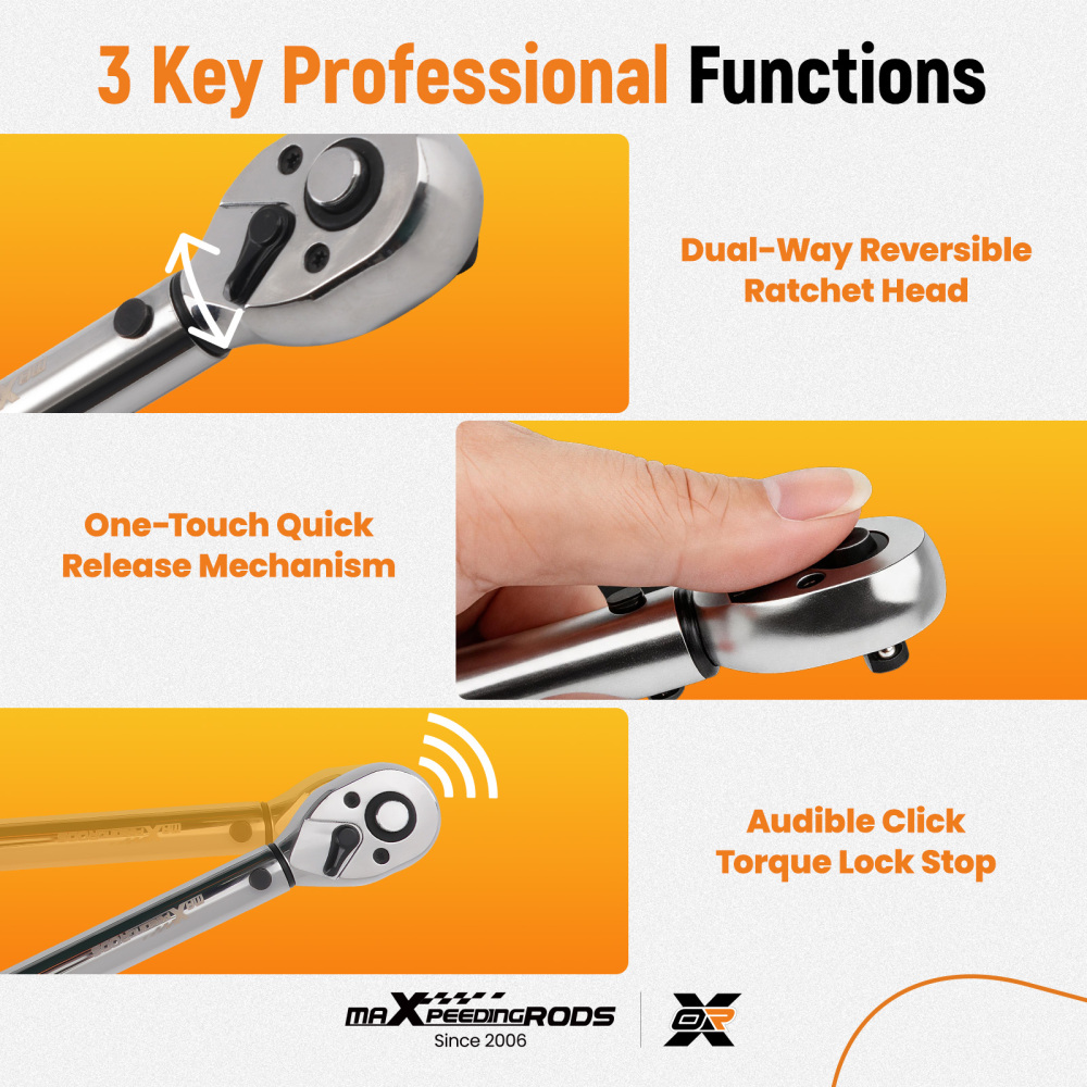 3 Piece Aluminium Torque Wrench Set 1/4 3/8 1/2 Drive 5-220Nm Professional
