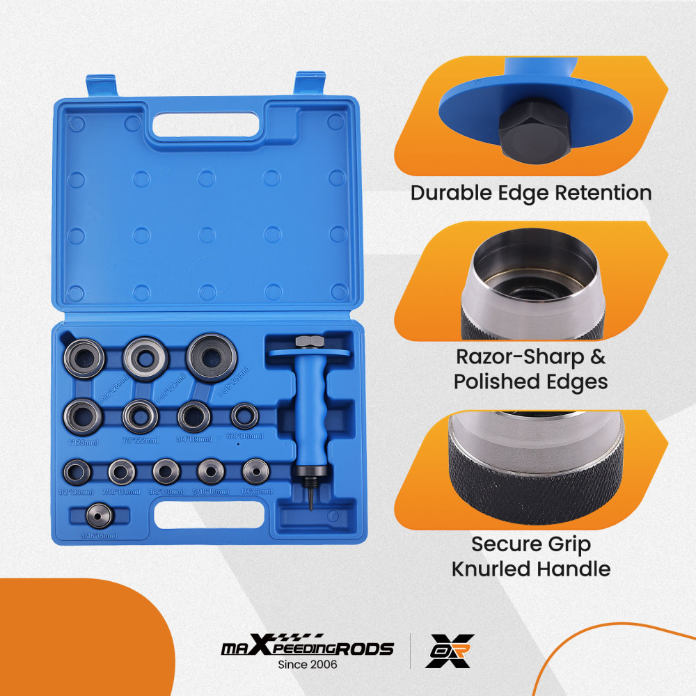 Hollow Punch Set Leather DIY Hole Punch Set Steel Craft Tool with compatible for Case 5-35mm