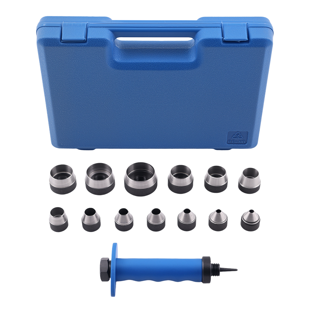 14 Piece Leather Hole Punch Tool Kit Spring Loaded Handle 3/16-1-3/8 Craft Set