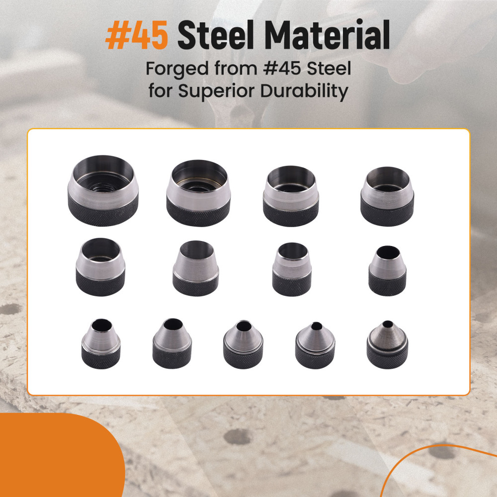 Hollow Punch Set Leather DIY Hole Punch Set Steel Craft Tool with compatible for Case 5-35mm