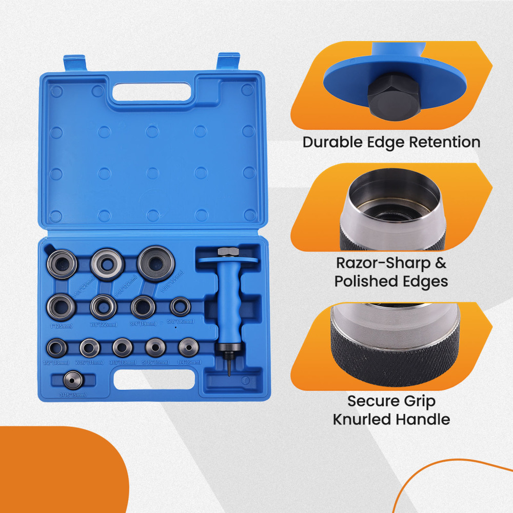 Hollow Punch Set Leather DIY Hole Punch Set Steel Craft Tool with compatible for Case 5-35mm