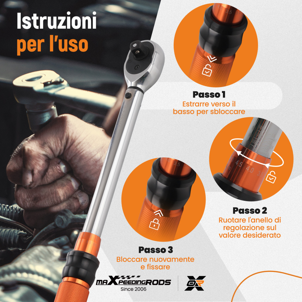 Chiave Dinamometrica 3/8 5-60 Nm Kit 40 Pezzi con Adattatori e Bussole Esagona