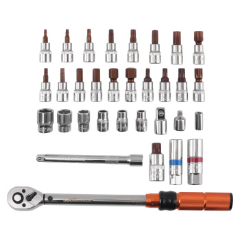 Chiave Dinamometrica 3/8 5-60 Nm Kit 40 Pezzi con Adattatori e Bussole Esagona