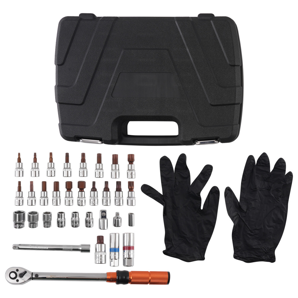 Chiave Dinamometrica 3/8 5-60 Nm Kit 40 Pezzi con Adattatori e Bussole Esagona